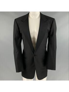 ERMENEGILDO ZEGNA Size 40 Black Wool Peak Lapel Sport Coat